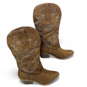 CINAK WOMEN’S WESTERN COWBOY BOOTS POINTED TOE MAYA DESIGN CHESTNUT BROWN SZ: 8